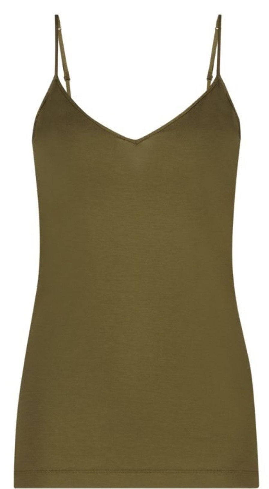 Dames Ten Cate Hemd Met Smalle Bandjes | Ten Cate Dames Secrets Modal Top V-Neck Olive Green 1605