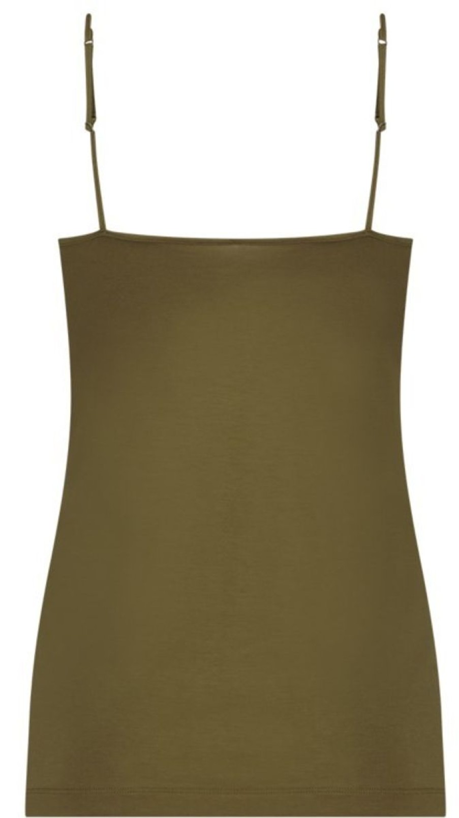 Dames Ten Cate Hemd Met Smalle Bandjes | Ten Cate Dames Secrets Modal Top V-Neck Olive Green 1605