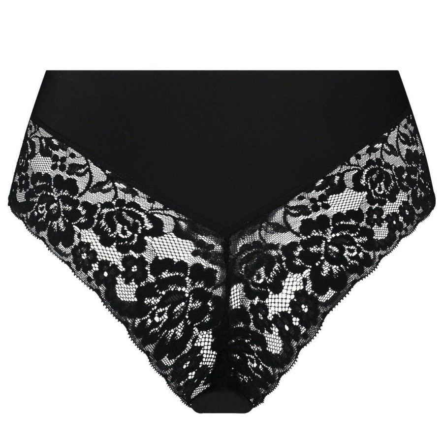 Dames Ten Cate Strings | Ten Cate Dames Secrets High Waist Lace Brazilian Zwart 090