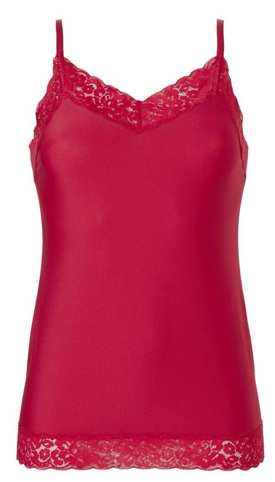 Dames Ten Cate Hemd Met Smalle Bandjes | Ten Cate Dames Secrets Spaghetti Lace Top Rood 634