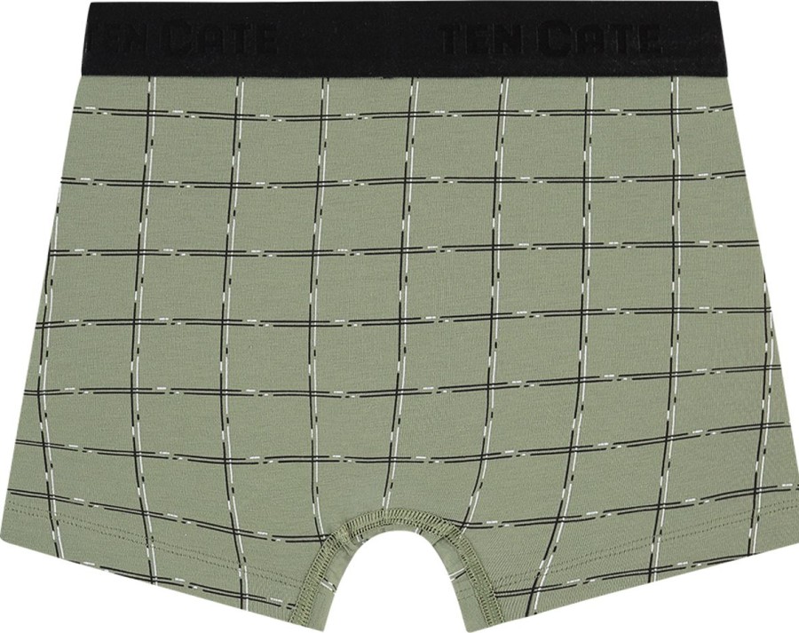 Jongens Ten Cate Boxer | Ten Cate Jongens Basic 2-Pack Shorts Check Green 3218