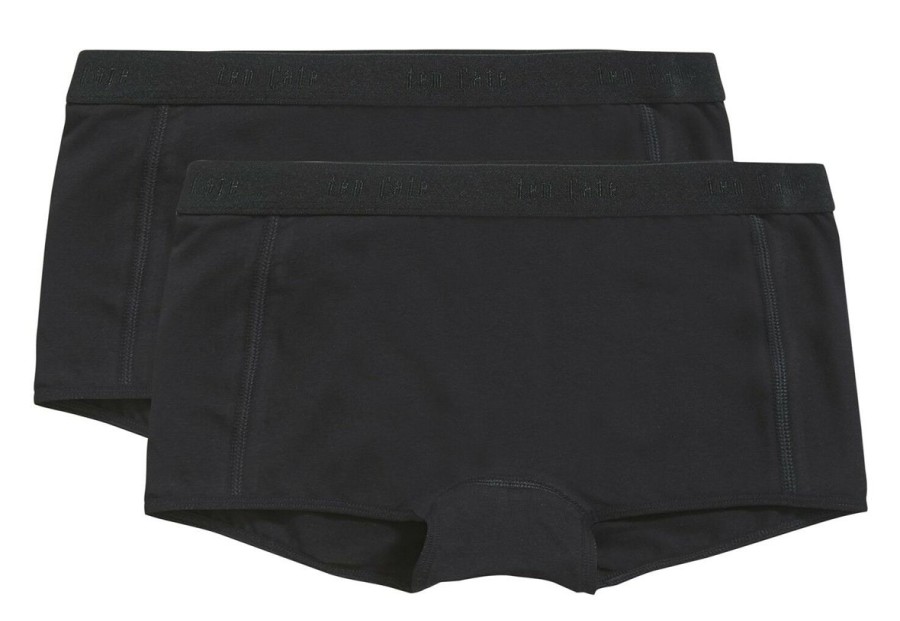 Meisjes Ten Cate Boxer | Ten Cate Meisjes Organic Cotton Stretch 2-Pack Short Zwart 090