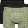 Heren Ten Cate Boxershorts | Ten Cate Heren 2-Pack Basic Short Check Green 3218