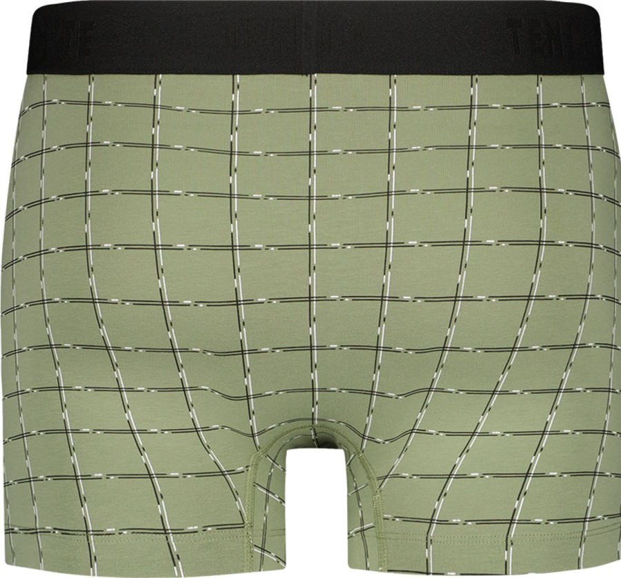 Heren Ten Cate Boxershorts | Ten Cate Heren 2-Pack Basic Short Check Green 3218