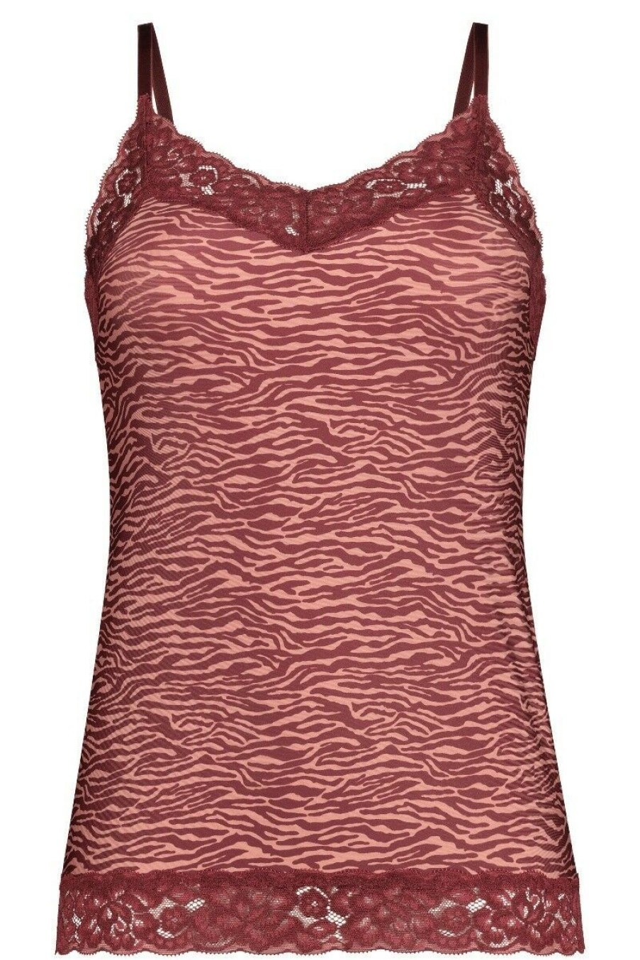 Dames Ten Cate Hemd Met Smalle Bandjes | Ten Cate Dames Secrets Seasonal Spaghetti Lace Top Zebra 3197