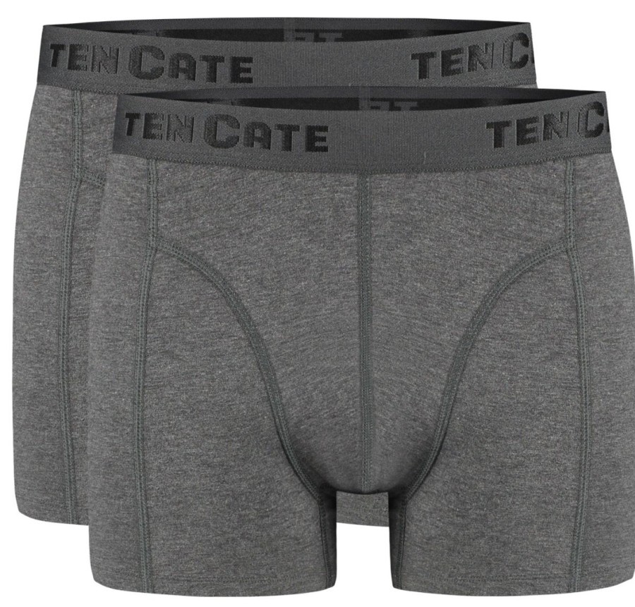 Heren Ten Cate Boxershorts | Ten Cate Heren Basics 2-Pack Boxershort Antraciet 1392