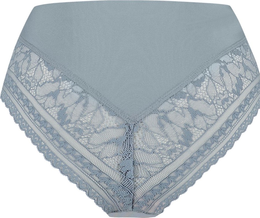 Dames Ten Cate Rio Slip | Ten Cate Dames Secrets High Waist Brazilian Lace Dove Blue 1593