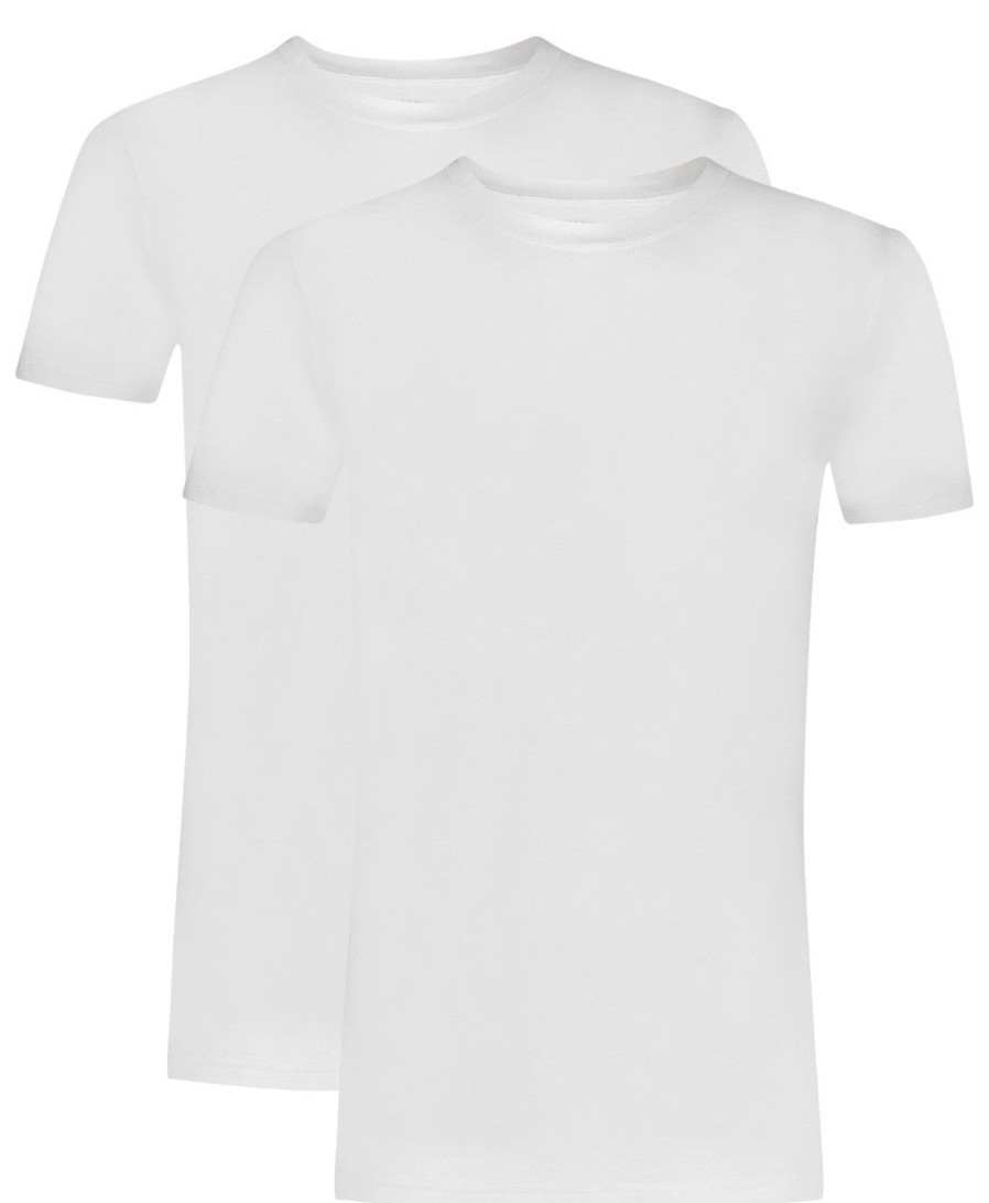 Heren Ten Cate Shirt Met Korte Mouwen | Ten Cate Heren Basics 2-Pack T-Shirt High Neck Wit 001