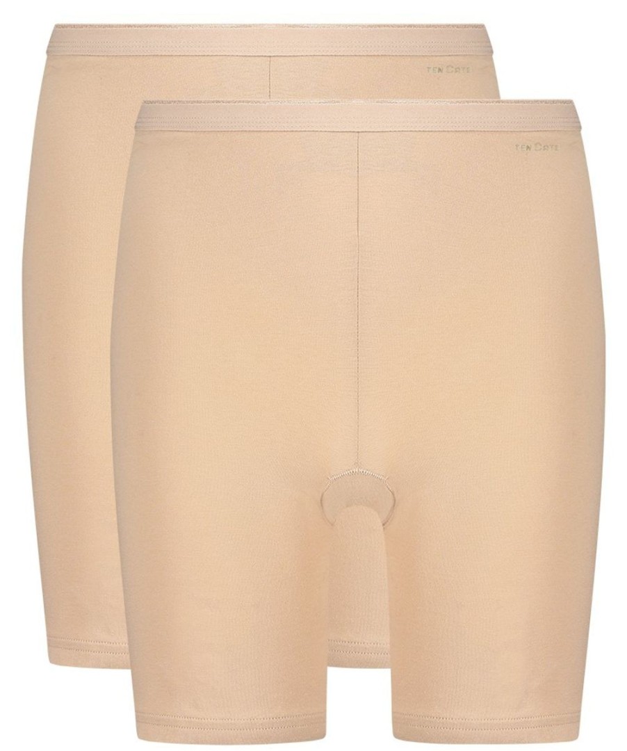 Dames Ten Cate Lange Pijpjes | Ten Cate Dames Basics 2-Pack Long Short Beige 029