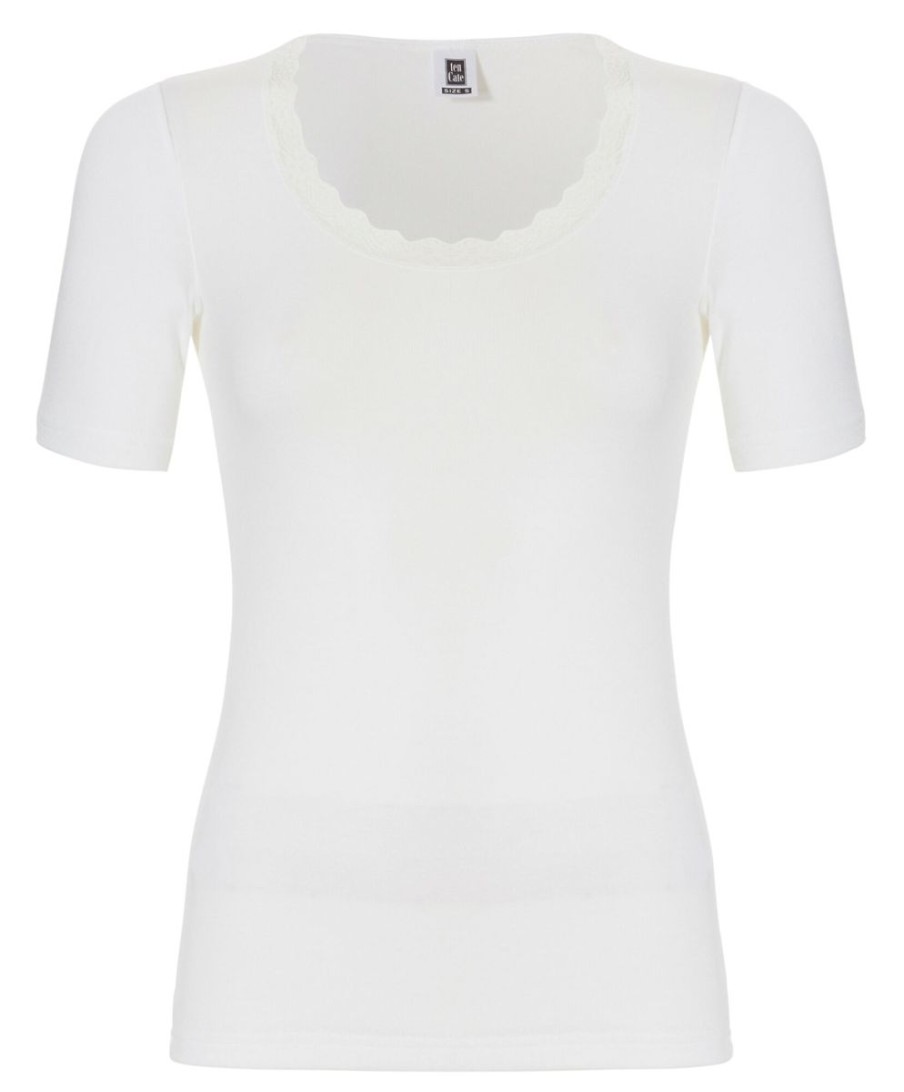 Dames Ten Cate Shirt Met Korte Mouwen | Ten Cate Dames Thermo Lace T-Shirt Snow White 015