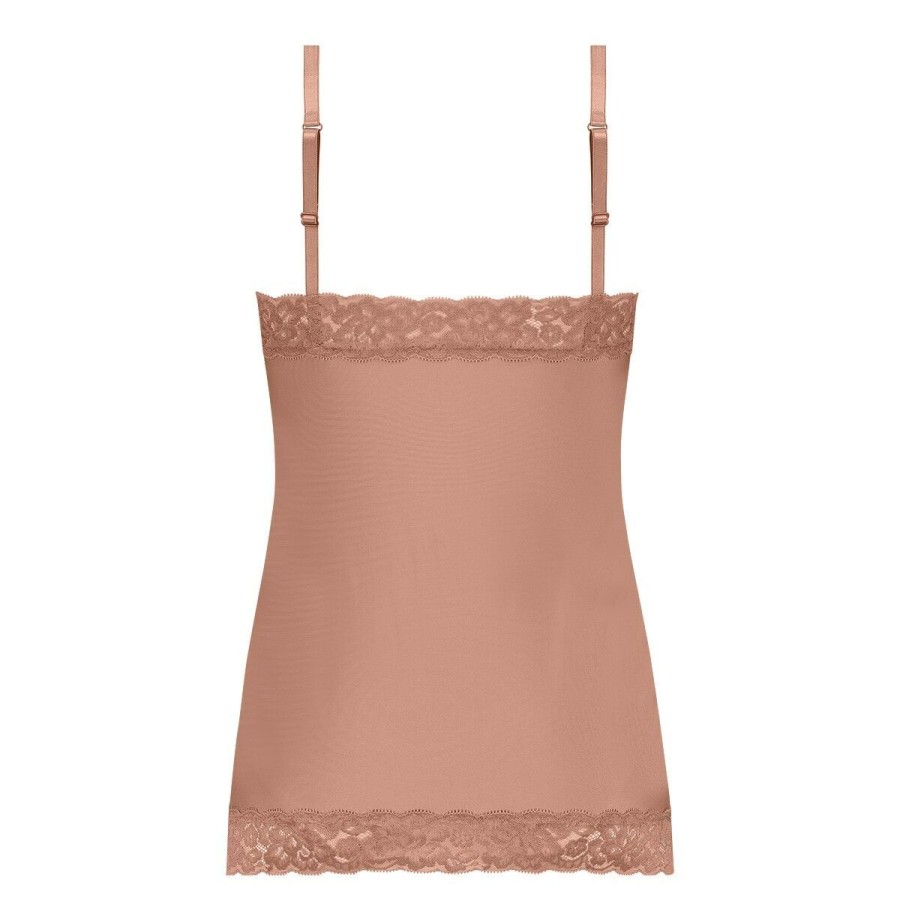 Dames Ten Cate Hemd Met Smalle Bandjes | Ten Cate Dames Secrets Spaghetti Lace Top Pink Nut 1533