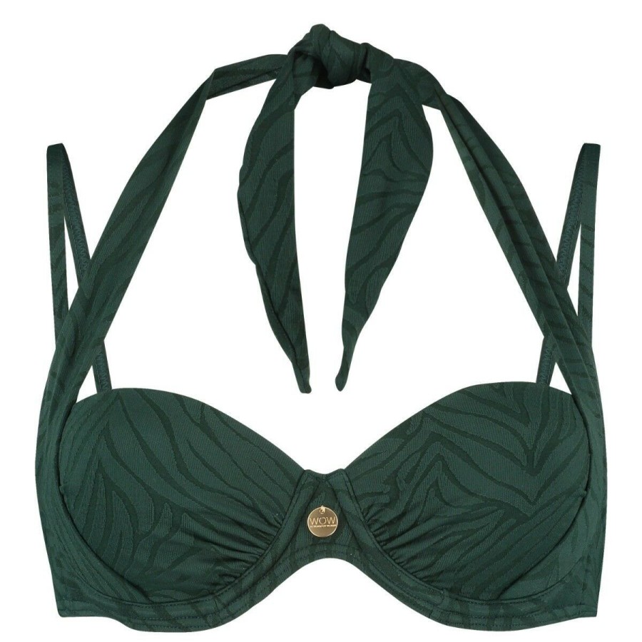 Dames Ten Cate Bikinitops | Tc Wow Dames Bikinitop Jacquard Zebra Green 1468