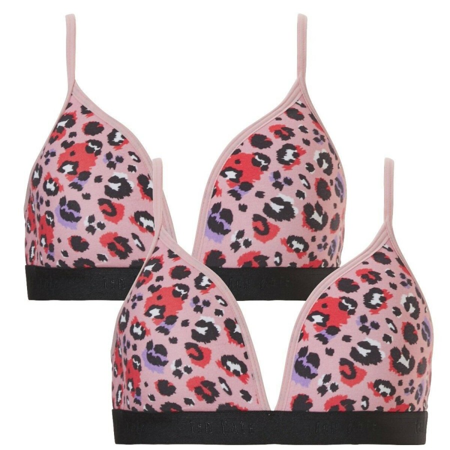 Meisjes Ten Cate Tiener Bh | Ten Cate Meisjes Cotton Stretch 2-Pack Bh Leopard Pink Leopard Pink