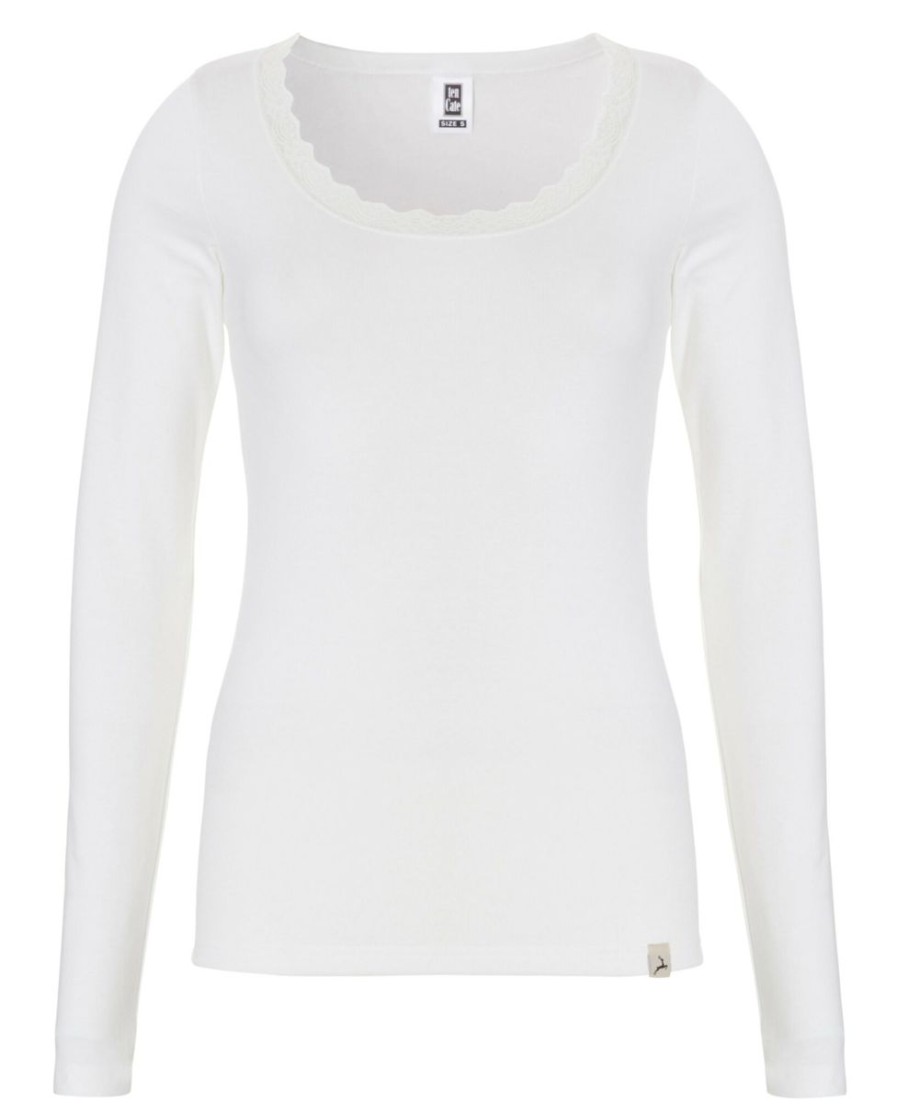 Dames Ten Cate Shirt Met Lange Mouwen | Ten Cate Dames Thermo Lace Longsleeve Snow White 015