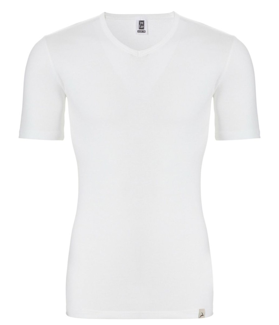 Heren Ten Cate Shirt Met Korte Mouwen | Ten Cate Heren Thermo V-Neck T-Shirt Snow White 015