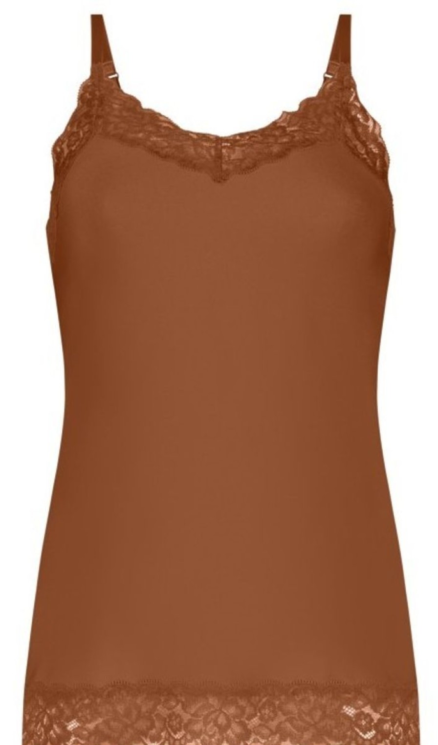 Dames Ten Cate Hemd Met Smalle Bandjes | Ten Cate Dames Secrets Spaghetti Top Lace Pecan 1553