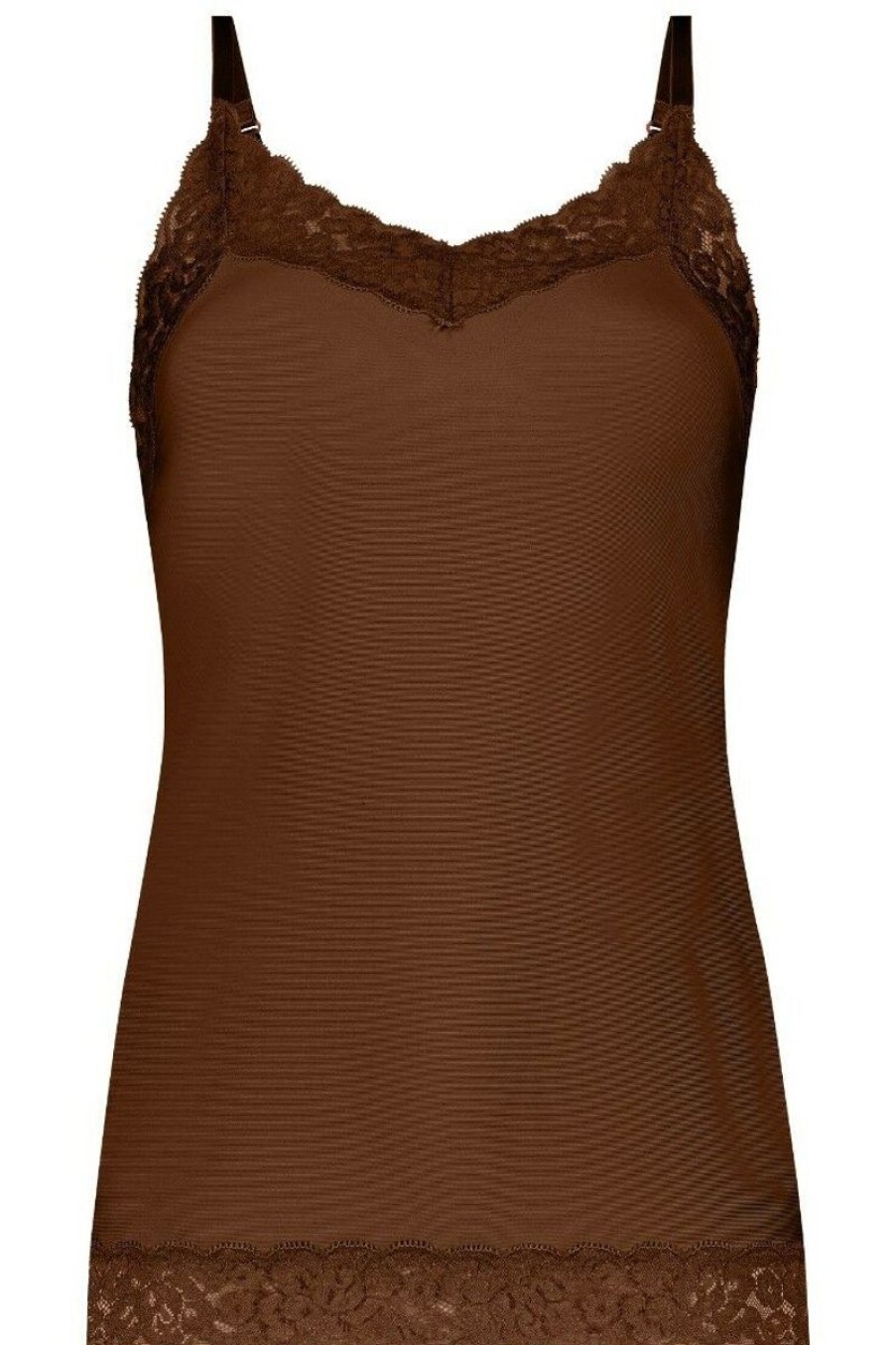 Dames Ten Cate Hemd Met Smalle Bandjes | Ten Cate Dames Secrets Spaghetti Lace Top Coconut 1535