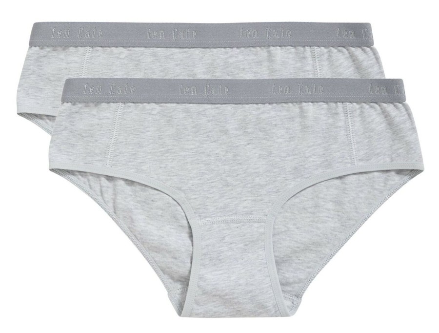 Meisjes Ten Cate Hipsters | Ten Cate Meisjes Organic Cotton Stretch 2-Pack Hipster Light Grey Melee 955