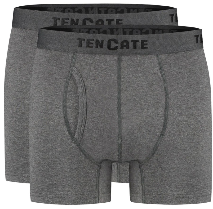 Heren Ten Cate Boxershorts | Ten Cate Heren Basics 2-Pack Boxershort Antraciet 1392