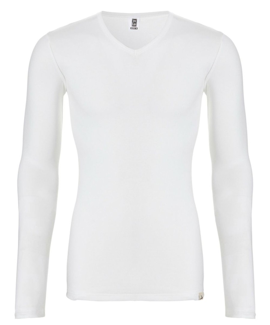 Heren Ten Cate Shirt Met Lange Mouwen | Ten Cate Heren Thermo V-Neck Longsleeve Snow White 015