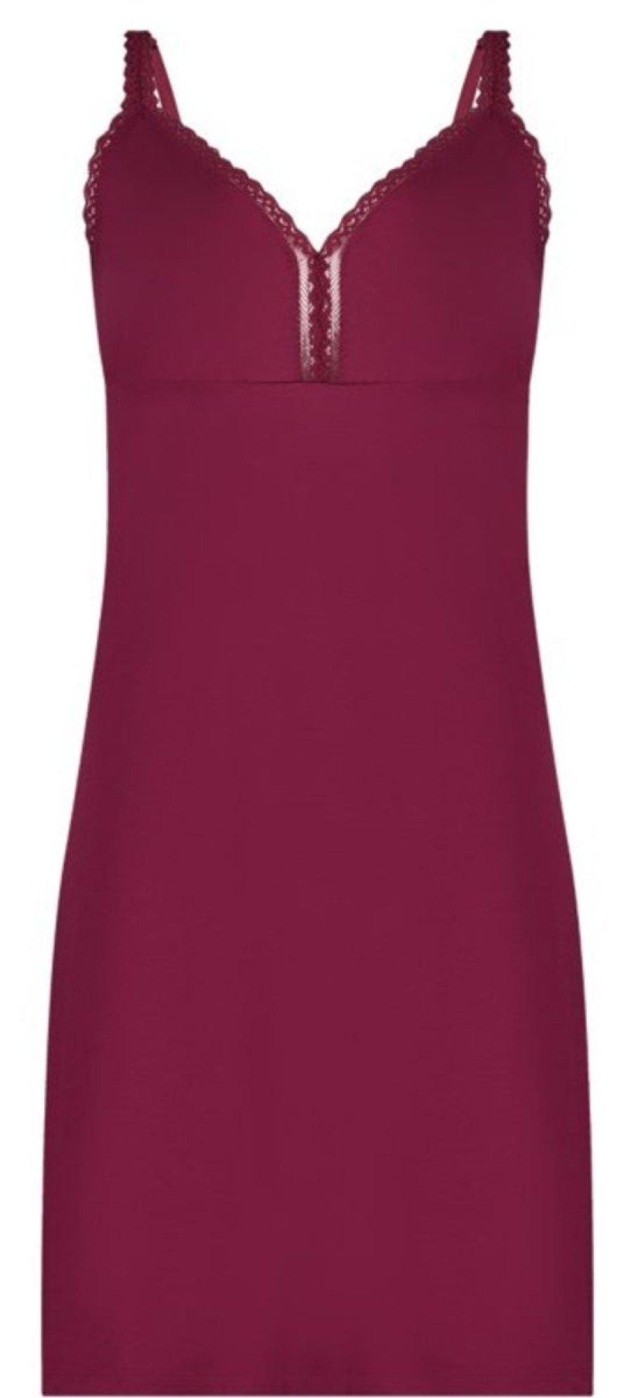 Dames Ten Cate Onderjurken | Ten Cate Dames Secrets Modal Jurk V-Neck Lace Beet Red 5006