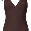 Dames Ten Cate Badpakken | Ten Cate Beach Dames Badpak Chocolate Rib 2368