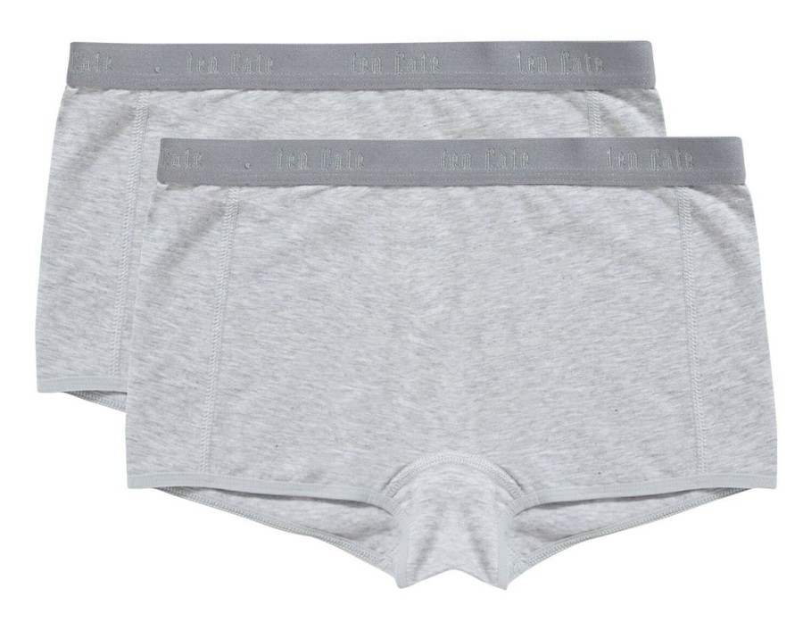 Meisjes Ten Cate Boxer | Ten Cate Meisjes Organic Cotton Stretch 2-Pack Short Light Grey Melee 955