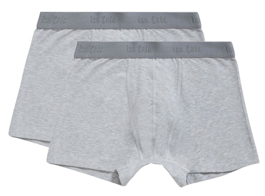 Jongens Ten Cate Boxer | Ten Cate Jongens Organic Cotton Stretch 2-Pack Shorts Light Grey Melee 955