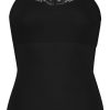 Dames Ten Cate Hemd Met Smalle Bandjes | Ten Cate Dames Basics Shape Lace Spaghetti Top Zwart 090