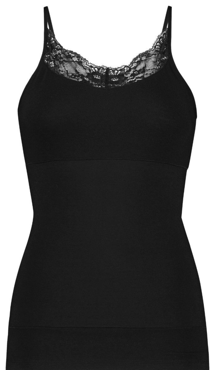 Dames Ten Cate Hemd Met Smalle Bandjes | Ten Cate Dames Basics Shape Lace Spaghetti Top Zwart 090