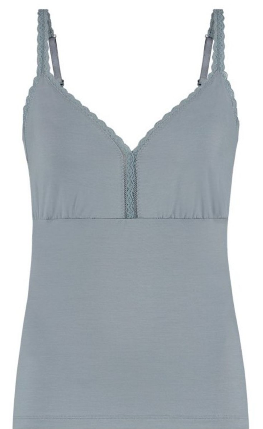 Dames Ten Cate Hemd Met Smalle Bandjes | Ten Cate Dames Secrets Special Top V-Lace Dove Blue 1593