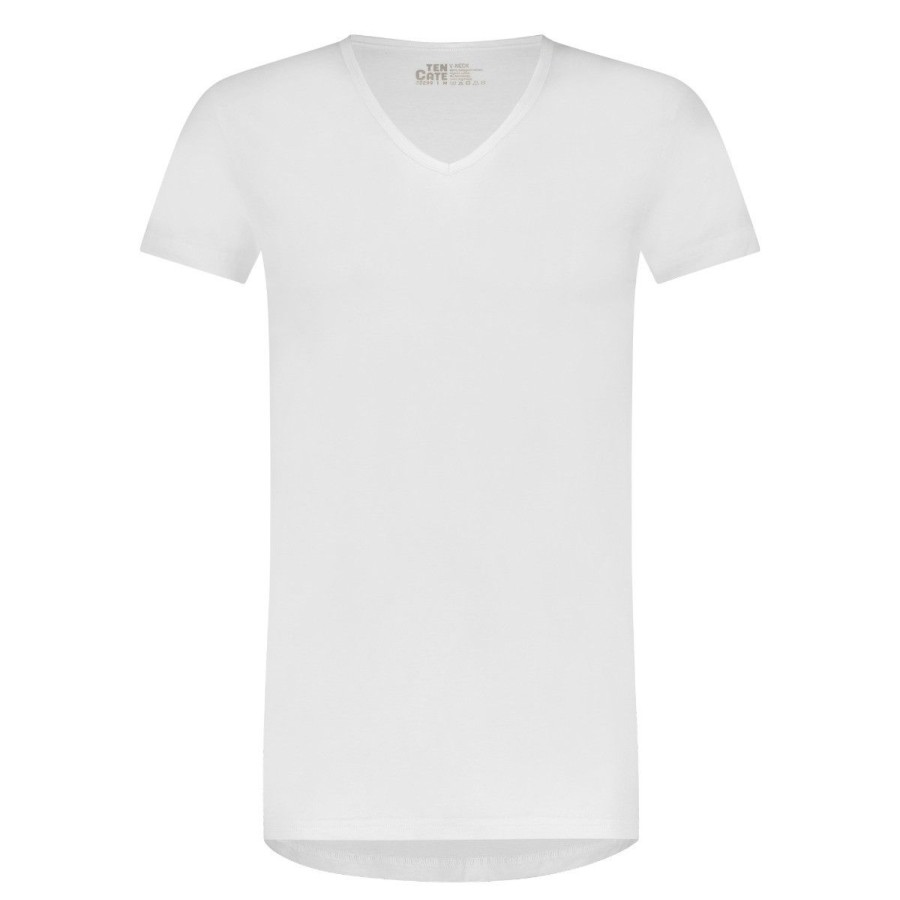 Heren Ten Cate Shirt Met Korte Mouwen | Ten Cate Heren Basics 2-Pack V-Neck Wit 001