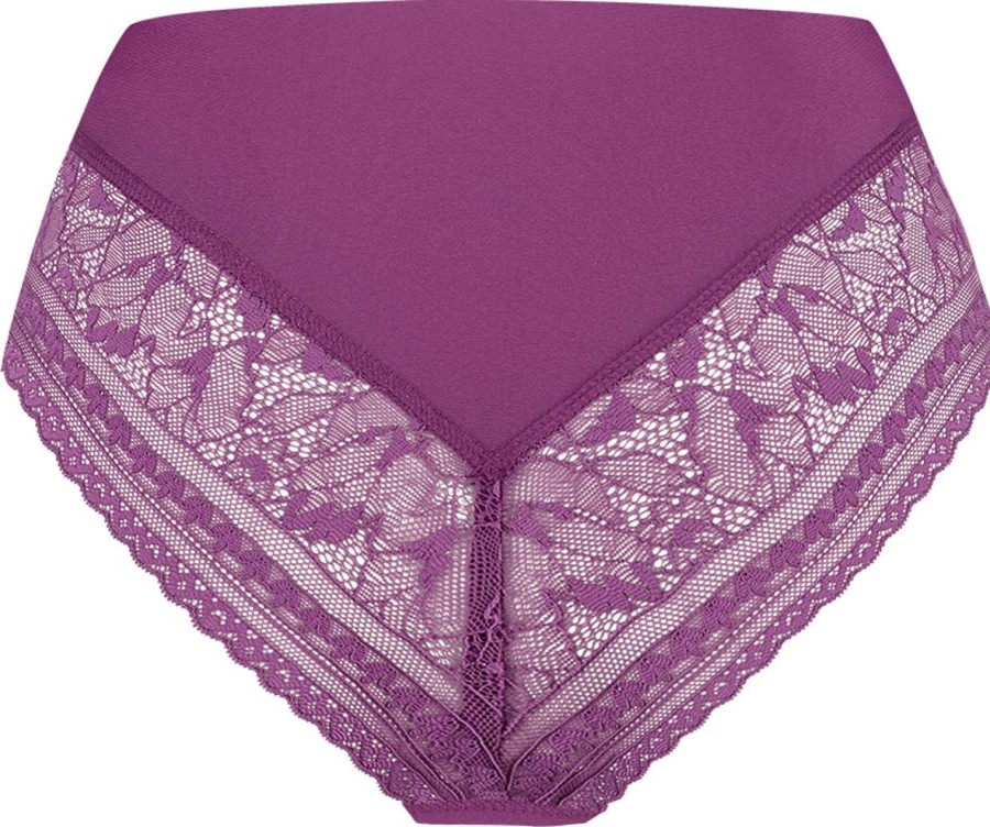 Dames Ten Cate Rio Slip | Ten Cate Dames Secrets High Waist Lace Brazilian Purple 1595