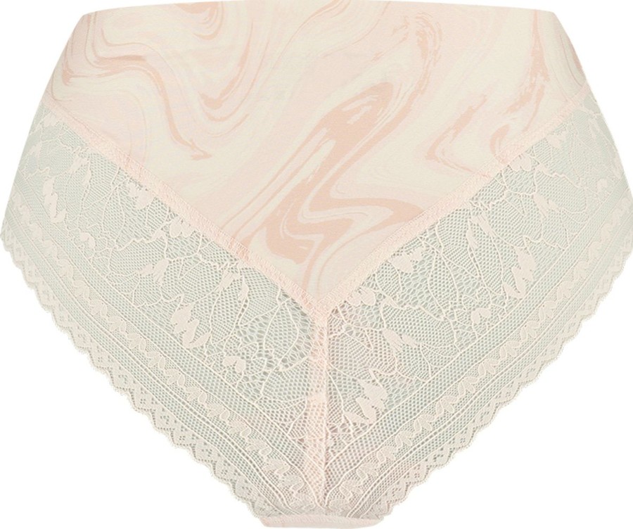 Dames Ten Cate Rio Slip | Ten Cate Dames Secrets High Waist Lace Brazilian Swirle Soft Pink 1596