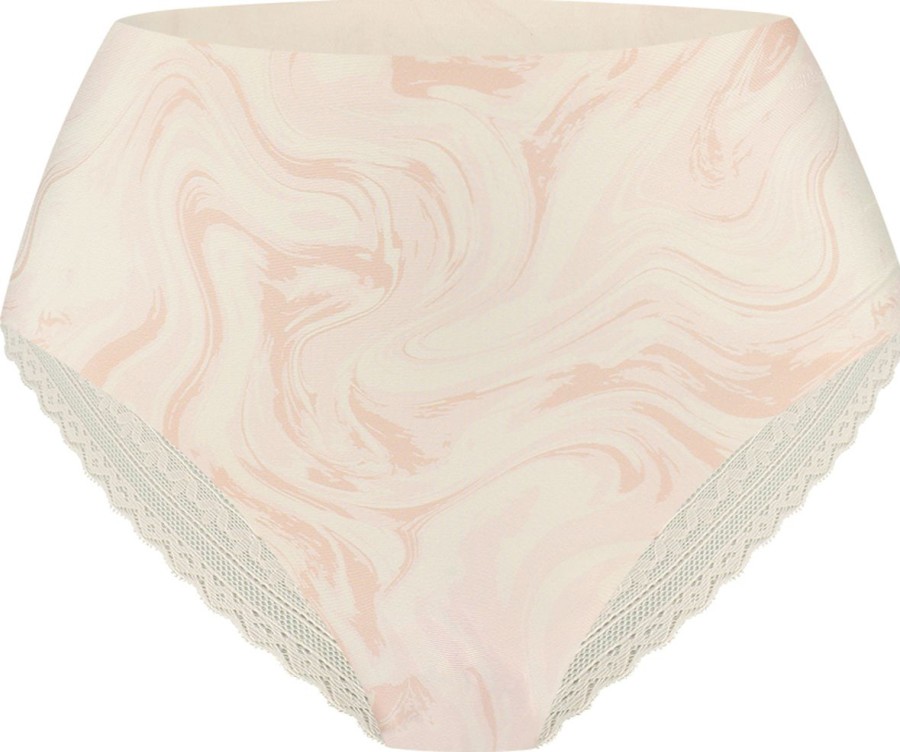 Dames Ten Cate Rio Slip | Ten Cate Dames Secrets High Waist Lace Brazilian Swirle Soft Pink 1596