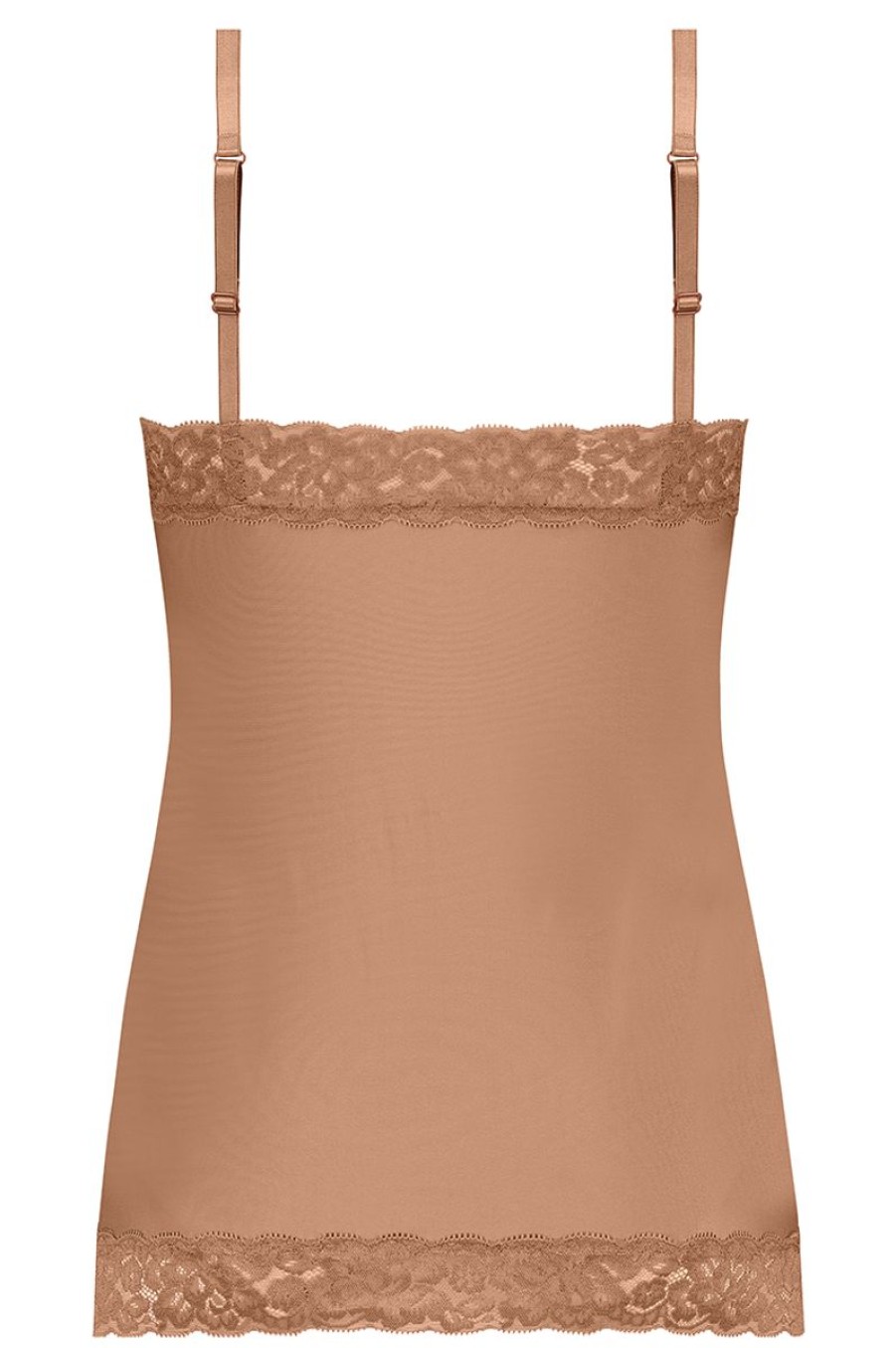 Dames Ten Cate Hemd Met Smalle Bandjes | Ten Cate Dames Secrets Spaghetti Lace Top Hazelnut 1534