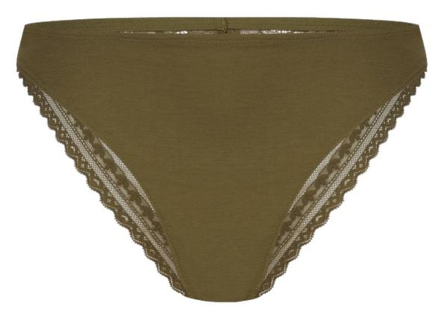 Dames Ten Cate Rio Slip | Ten Cate Dames Secrets Modal Slip Lace Olive Green 1605