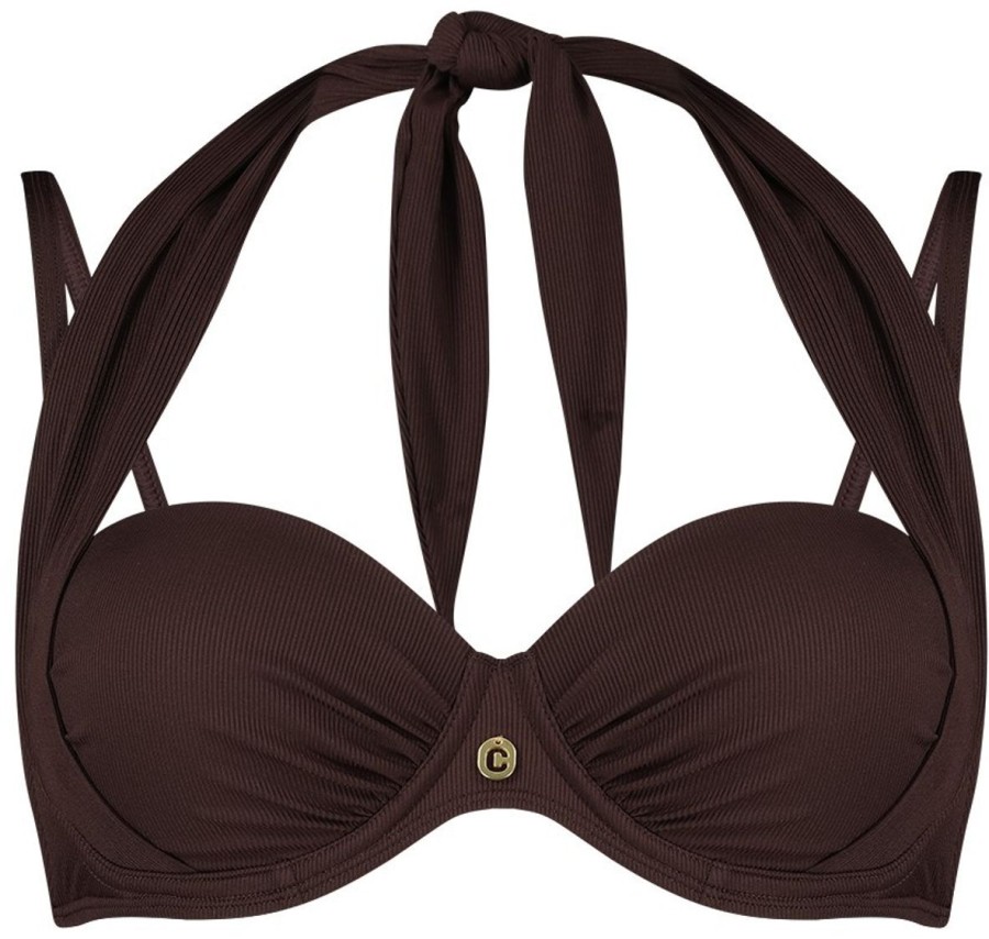 Dames Ten Cate Ten Cate Beach | Ten Cate Beach Dames Bikinitop Chocolate Rib 2368