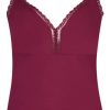 Dames Ten Cate Hemd Met Smalle Bandjes | Ten Cate Dames Secrets Modal Top V-Neck Lace Beet Red 5006