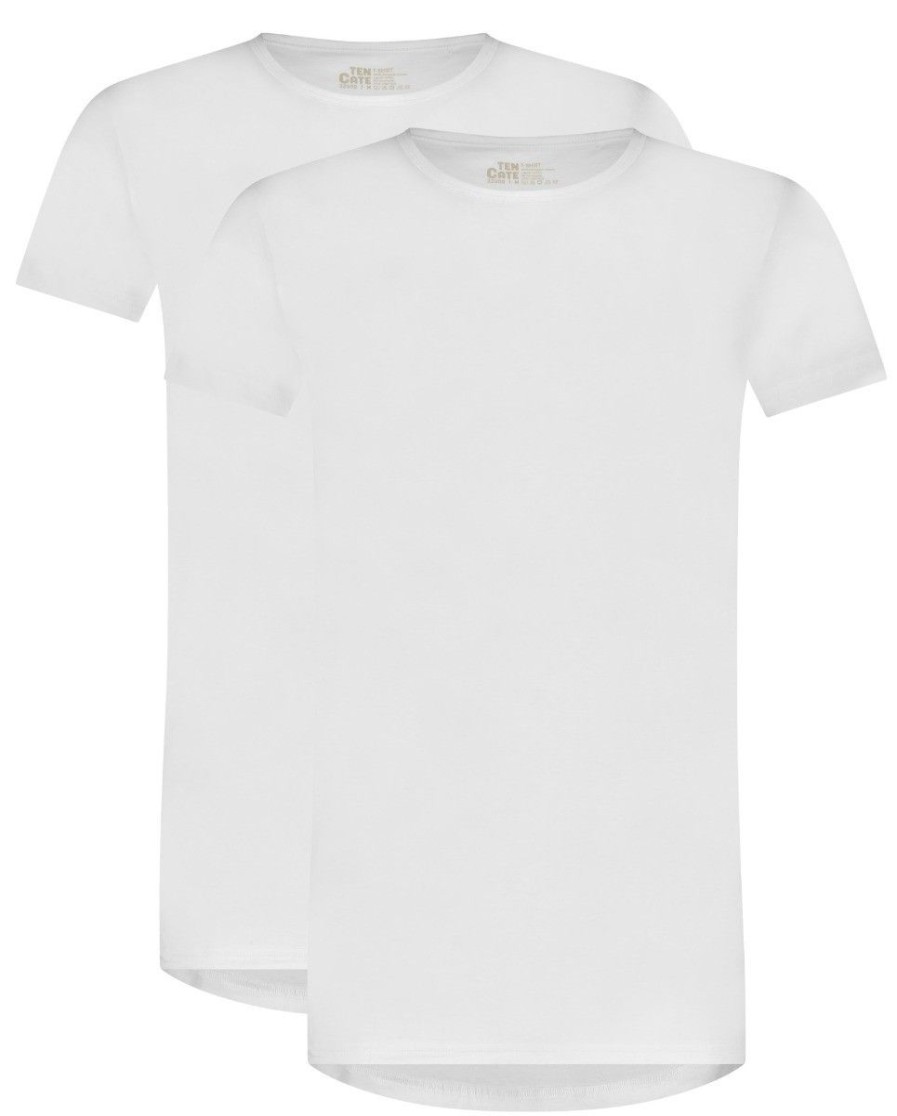 Heren Ten Cate Shirt Met Korte Mouwen | Ten Cate Heren Basics 2-Pack T-Shirt Wit 001