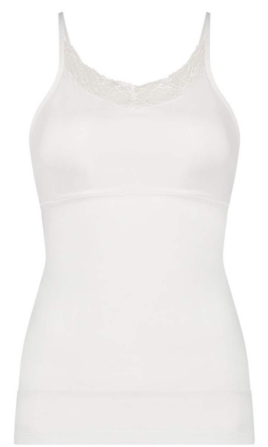 Dames Ten Cate Hemd Met Smalle Bandjes | Ten Cate Dames Basics Shape Lace Spaghetti Top Wit 001