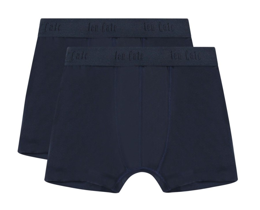 Jongens Ten Cate Boxer | Ten Cate Jongens Organic Cotton Stretch 2-Pack Shorts Donkerblauw 159