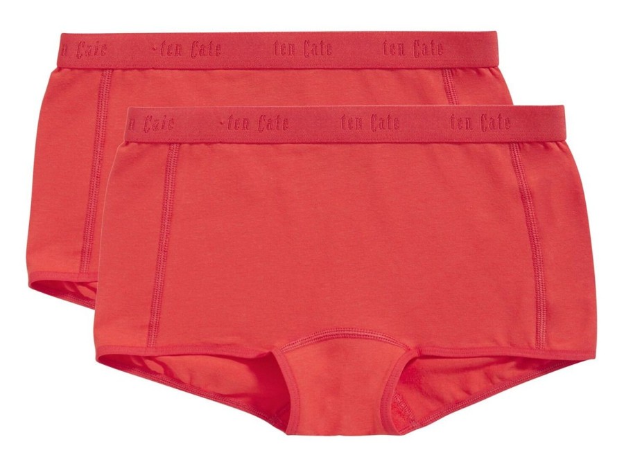 Meisjes Ten Cate Boxer | Ten Cate Meisjes Organic Cotton Stretch 2-Pack Short Rood 3035