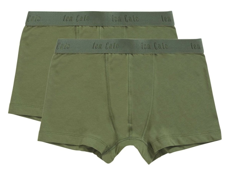 Jongens Ten Cate Boxer | Ten Cate Jongens Organic Cotton Stretch 2-Pack Shorts Army Green 3172