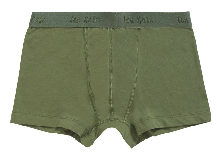 Jongens Ten Cate Boxer | Ten Cate Jongens Organic Cotton Stretch 2-Pack Shorts Army Green 3172