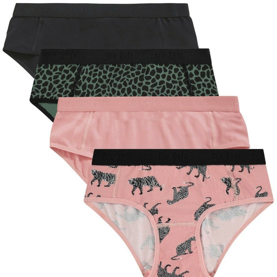 Meisjes Ten Cate Hipsters | Ten Cate Meisjes Organic Cotton Stretch 4-Pack Hipster Pink Tiger Pack 3192