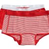 Meisjes Ten Cate Boxer | Ten Cate Meisjes Basics 210Y 2-Pack Short Flame Scarlet Stripe/Flame Scarlet