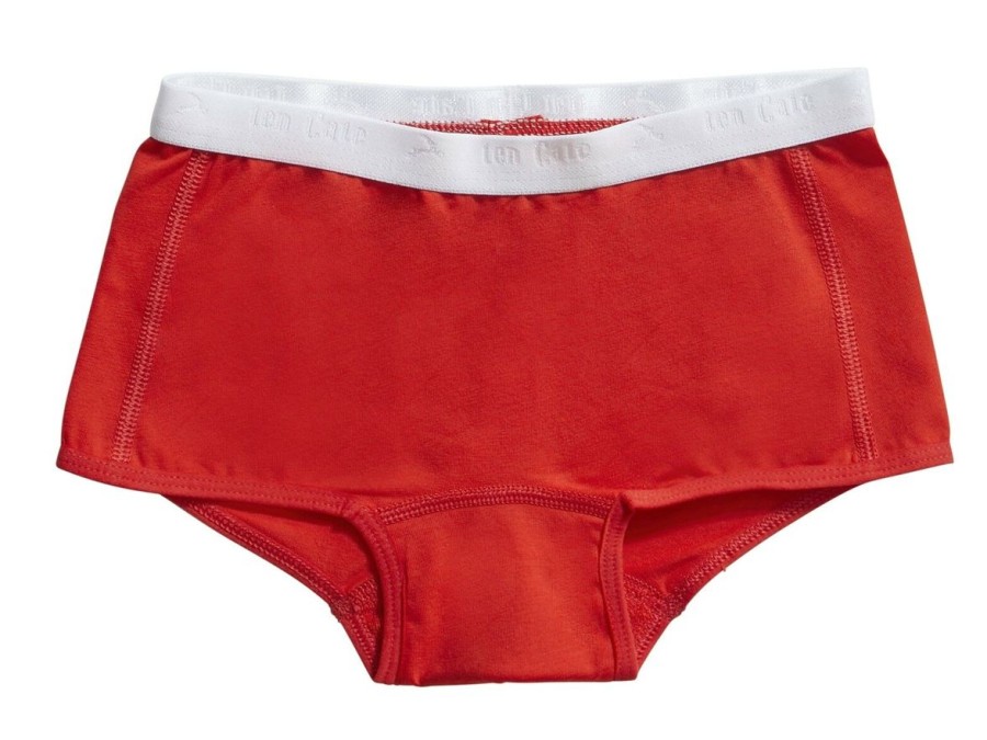 Meisjes Ten Cate Boxer | Ten Cate Meisjes Basics 210Y 2-Pack Short Flame Scarlet Stripe/Flame Scarlet