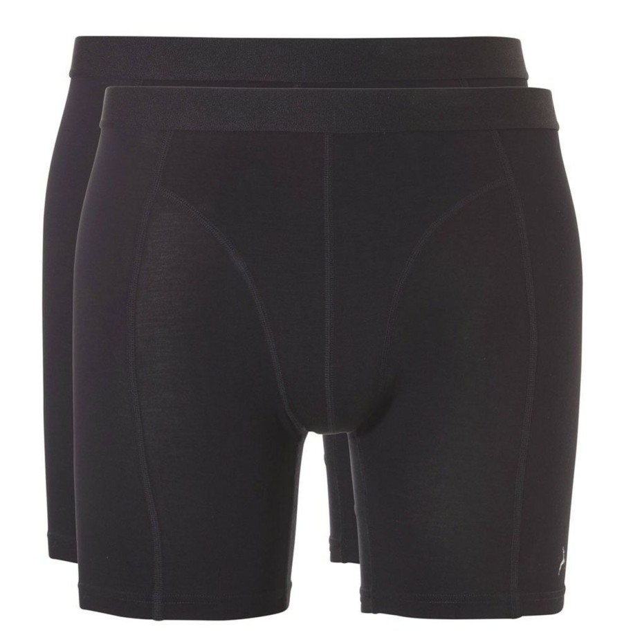 Heren Ten Cate Boxershorts | Ten Cate Heren Bamboo 2-Pack Short Long Zwart 090